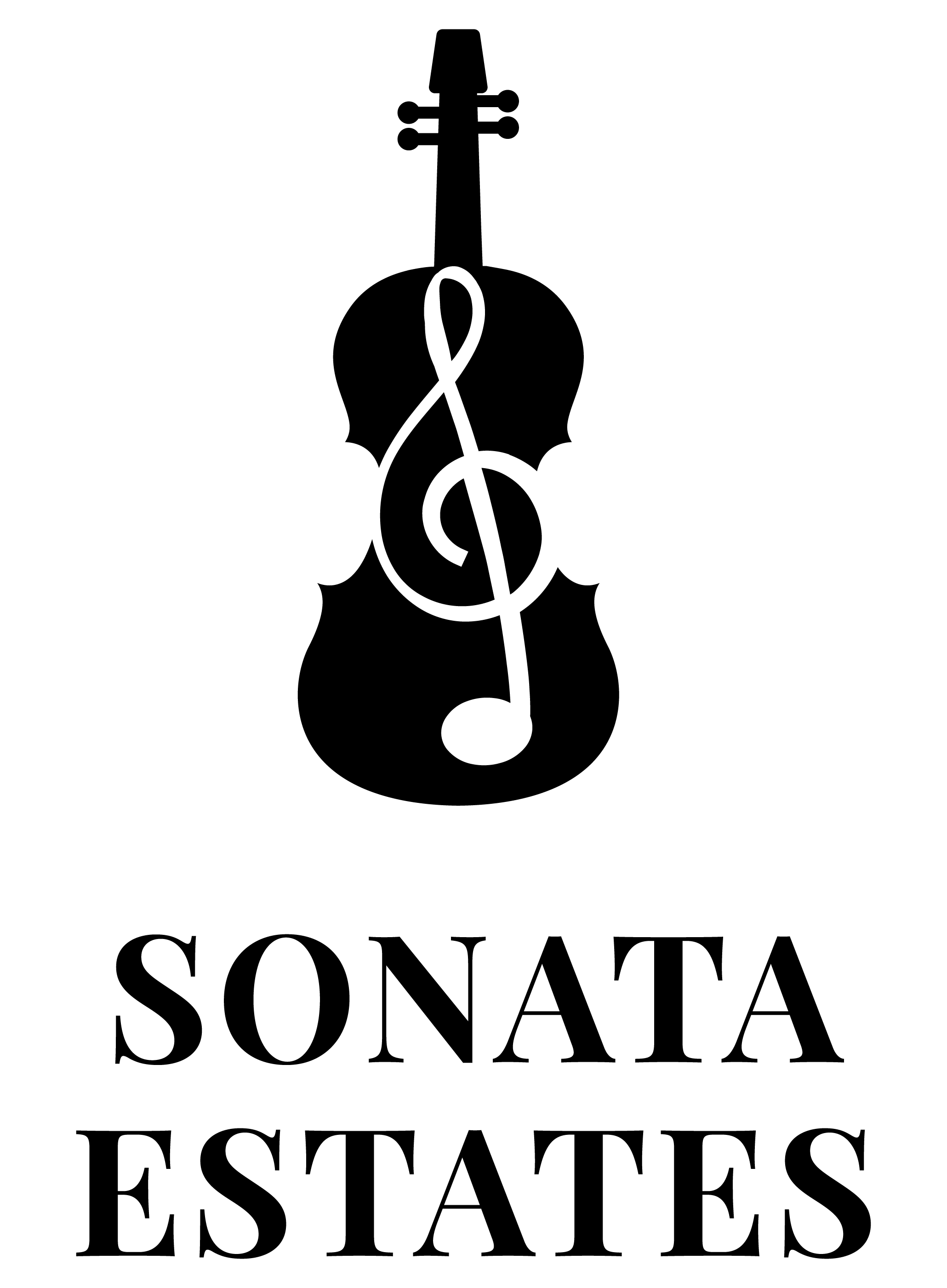 a logo with a violin on a treble clef